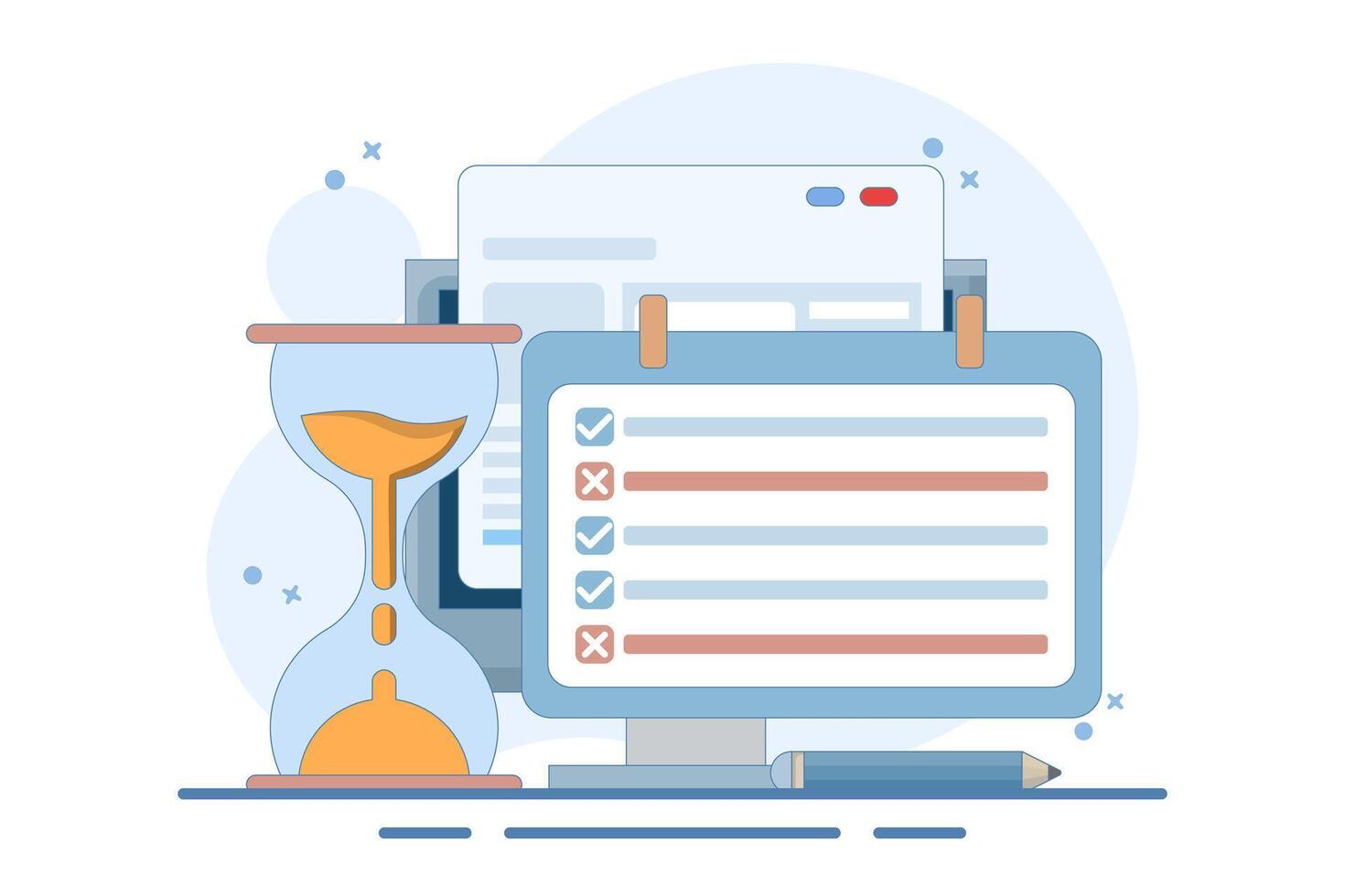 schedule planning concept. priority, important, reminder of days on calendar. setting and timing. Flat cartoon style. Flat illustration on background vector