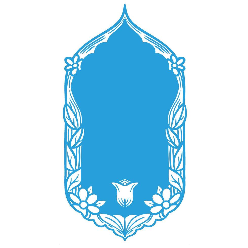Flower frame Blue color Line art vector