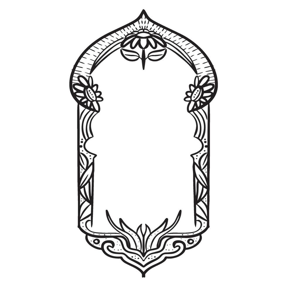 muslim frame black and white vector