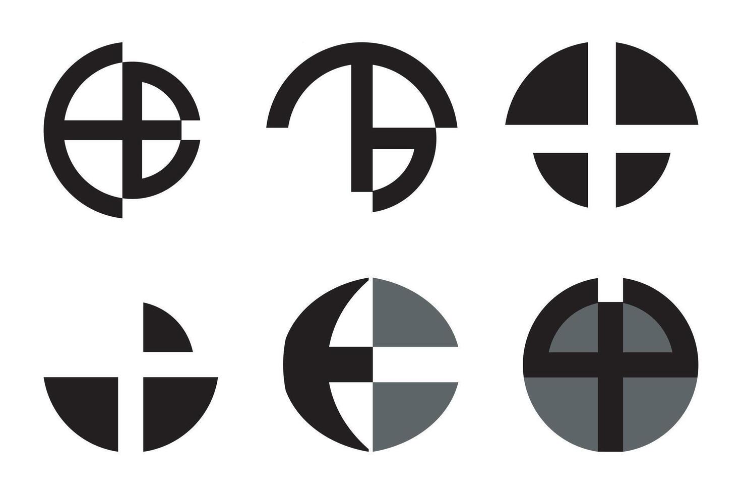 Geometric and alphabetic creative logo design Bundle with the letter of EB, ETC, TB, MW, WP, ED, EB, HT etc. vector