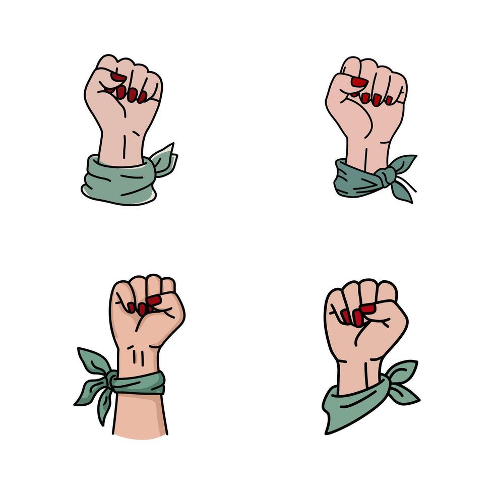 Powerful fist with a bandana, symbolizing female empowerment. vector
