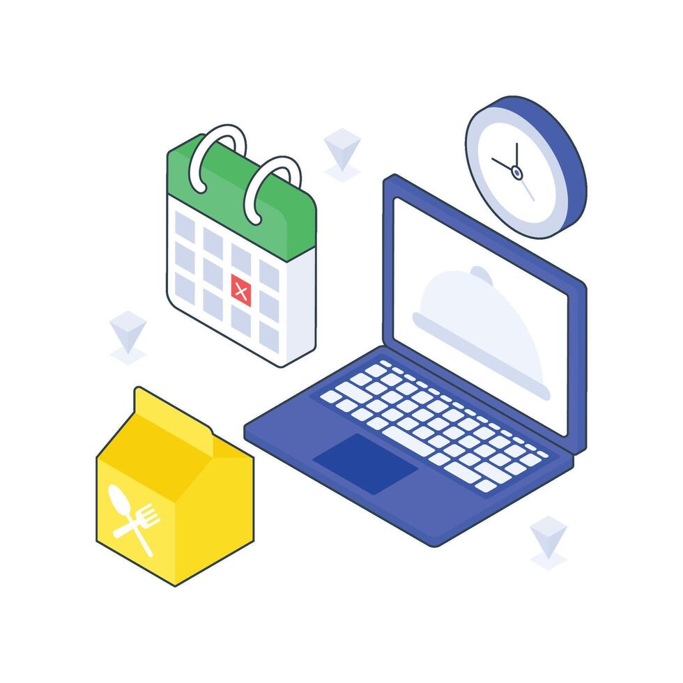 Food Order Scedule isometric Colored illustration vector
