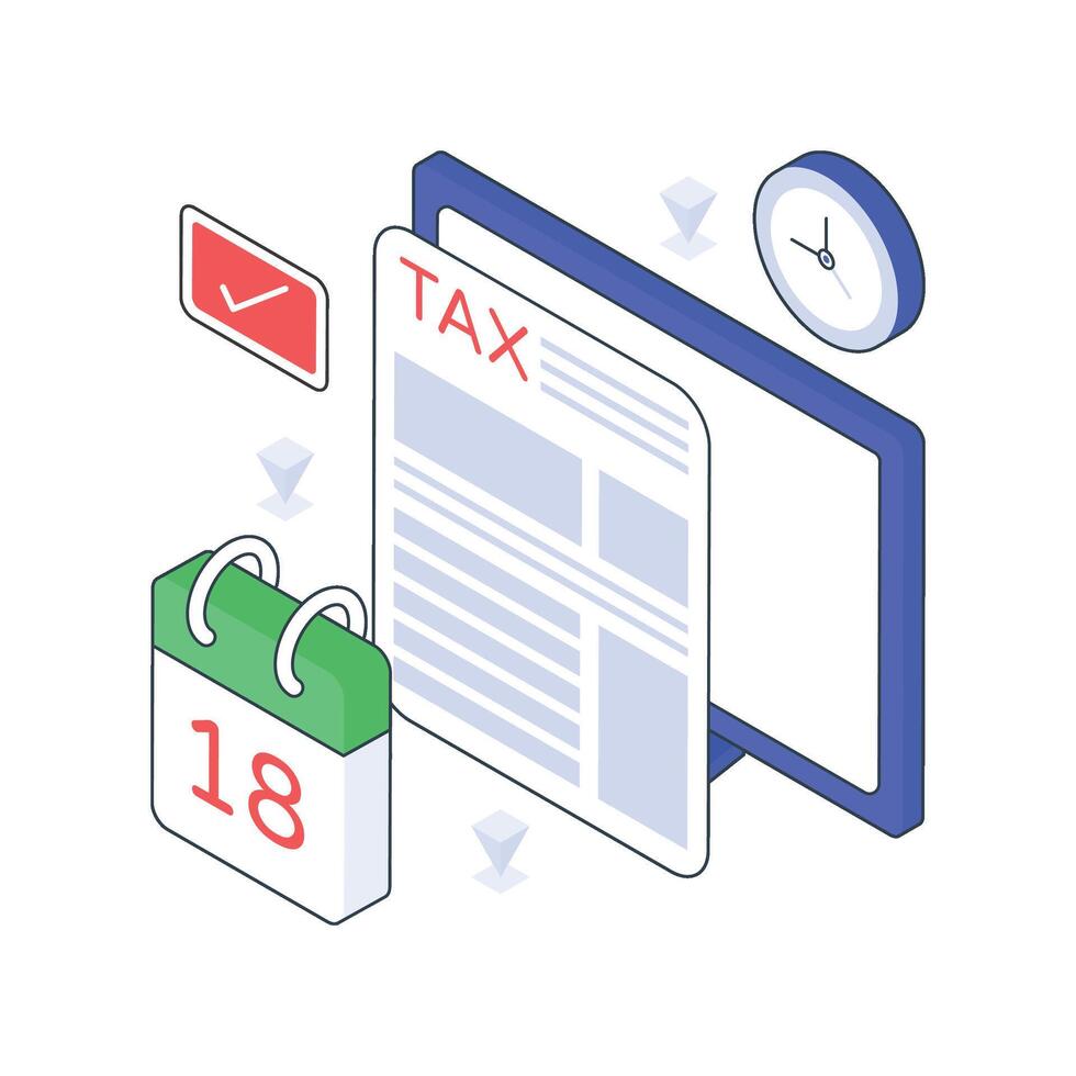 Tax Schedule isometric Colored illustration. vector