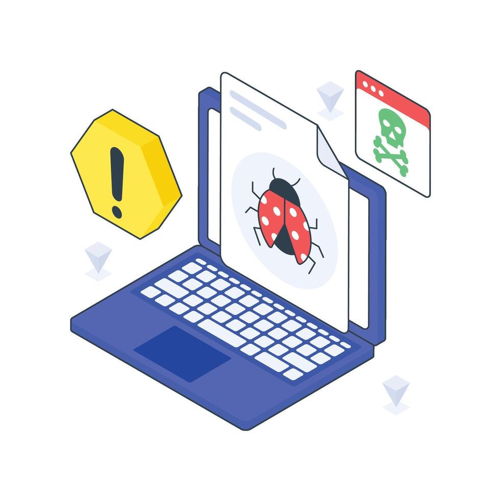 Document Corrupted isometric Colored illustration vector