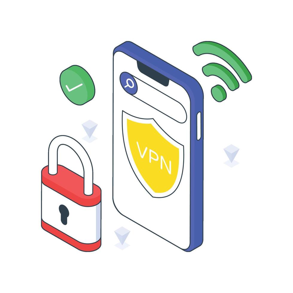 VPN Proxy Security isometric Colored illustration. vector