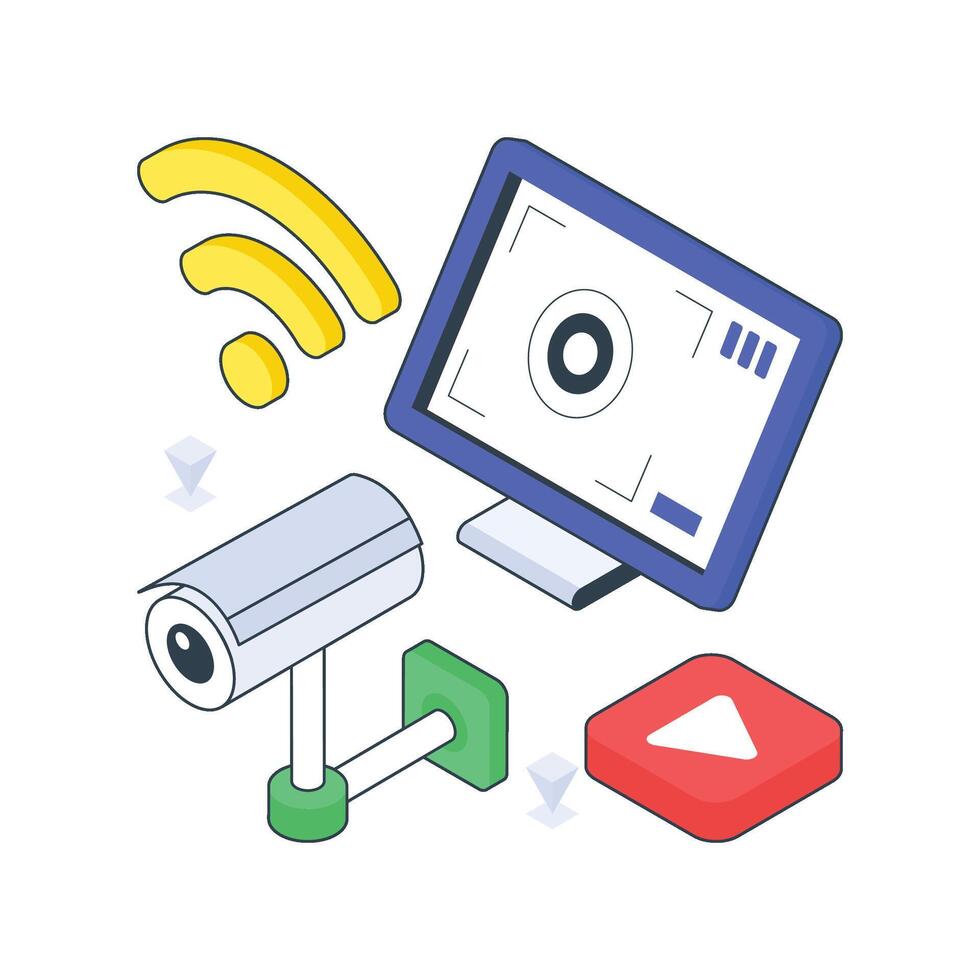 Cctv Technology isometric Colored illustration vector