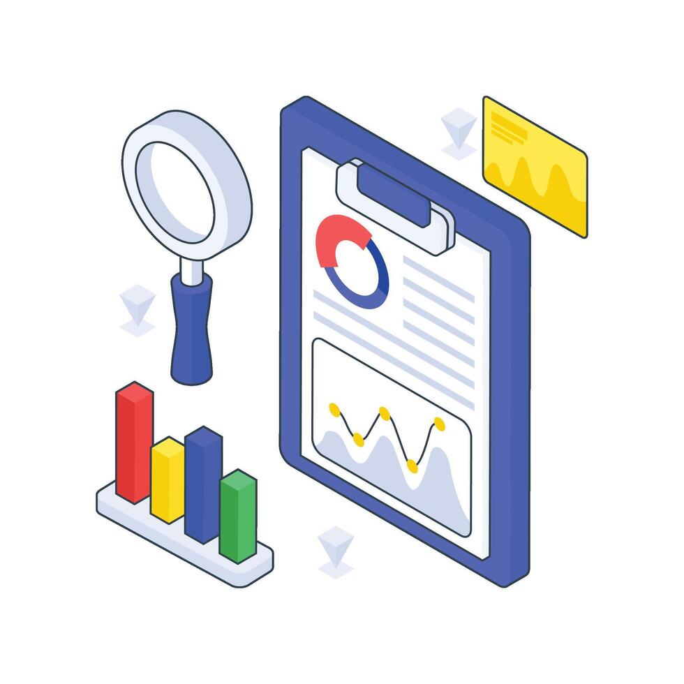 Audit Report isometric Colored illustration. vector