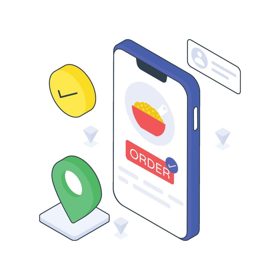 Food Order Confimation isometric Colored illustration vector