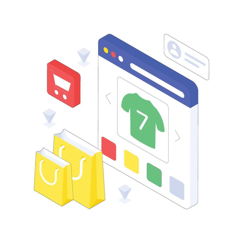 Smart Shopping isometric Colored illustration. vector