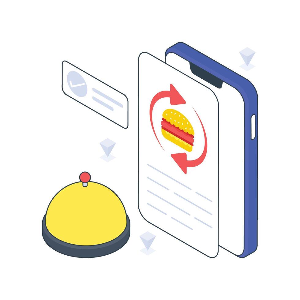 Food Order Processing isometric Colored illustration vector