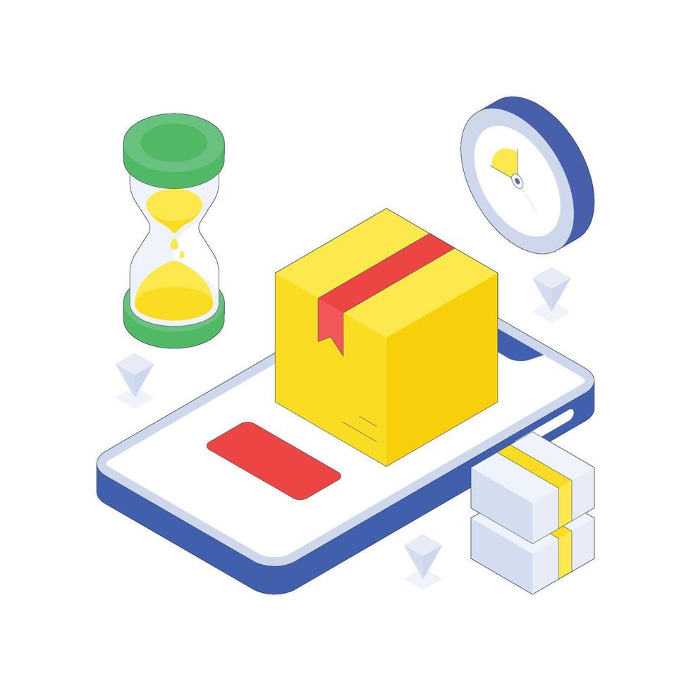 Order Deadline isometric Colored illustration. vector