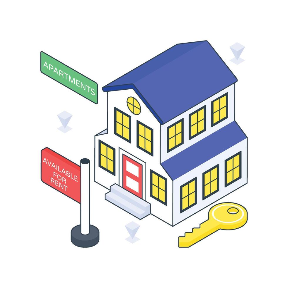 Rental Apartments isometric Colored illustration vector