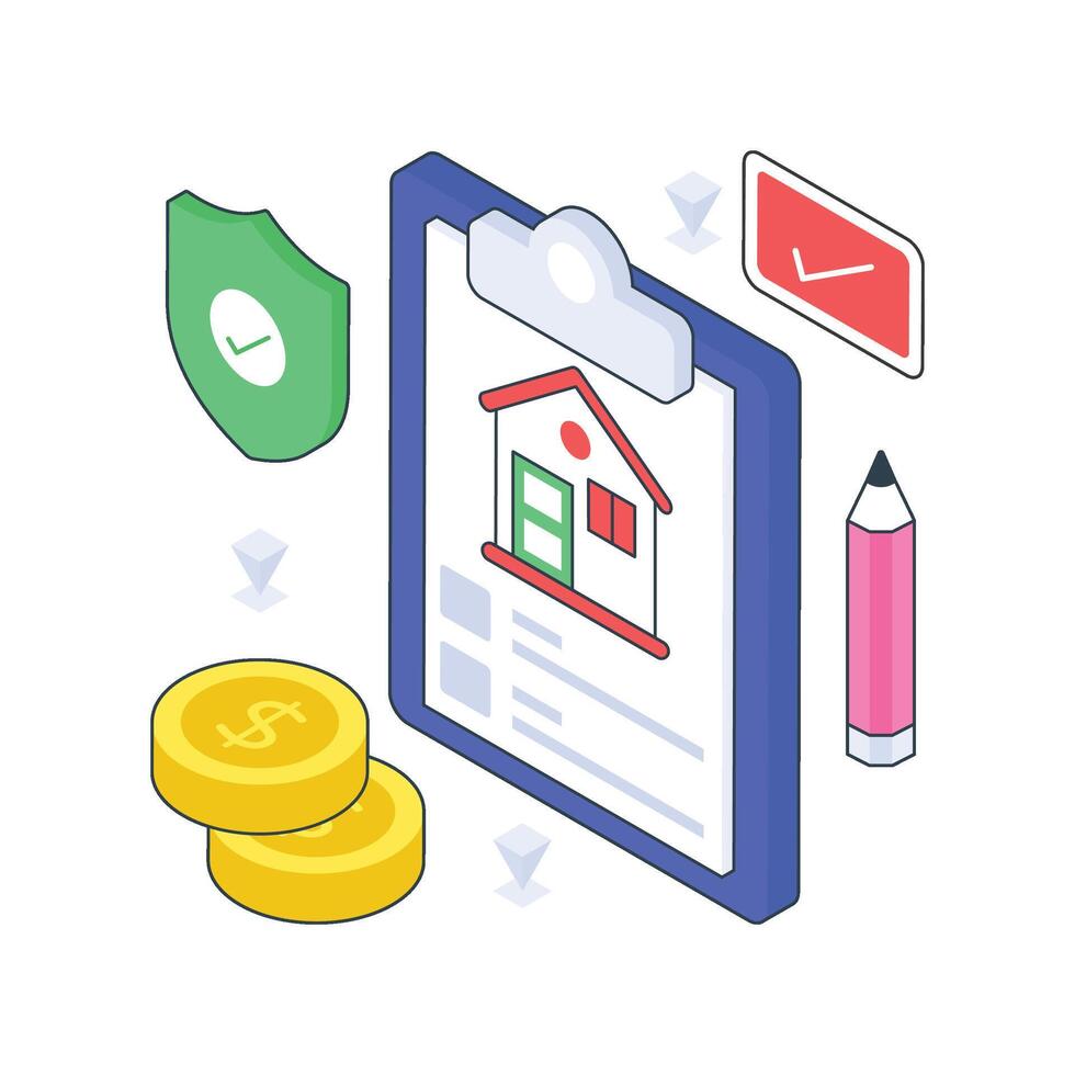 Home Insurance isometric Colored illustration vector