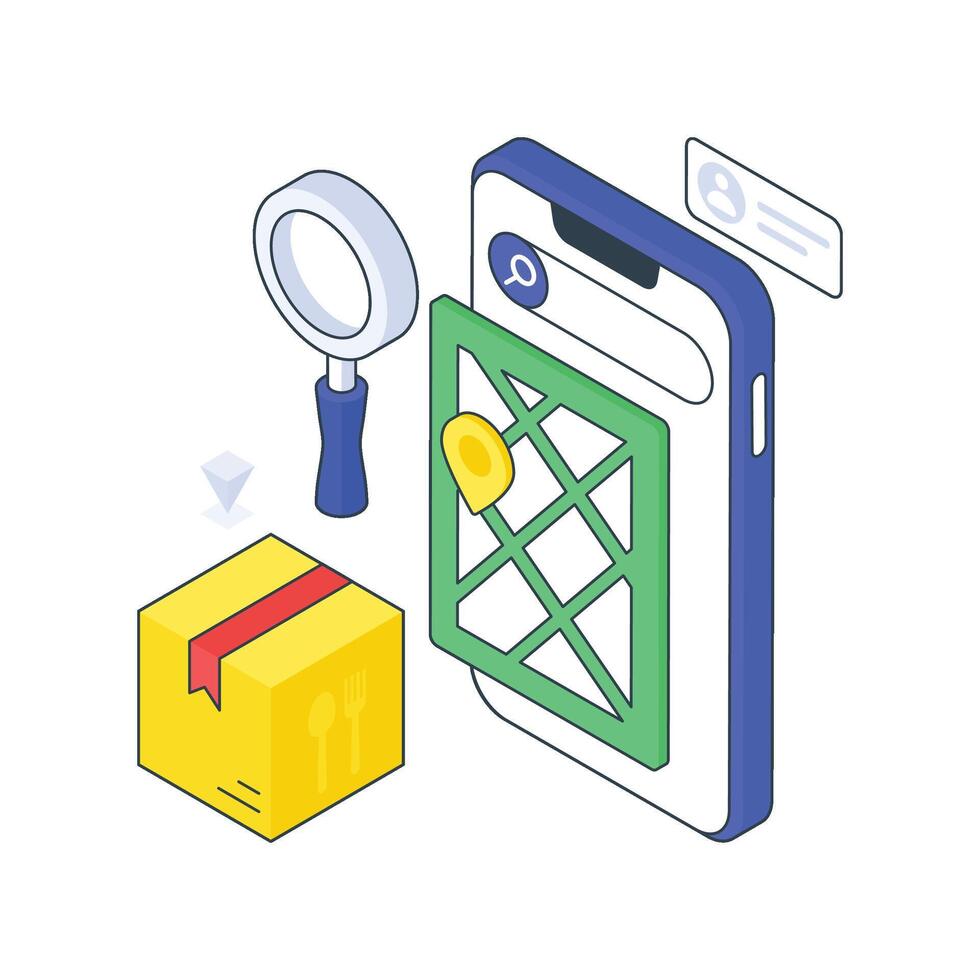 Search Delivery Location isometric Colored illustration vector
