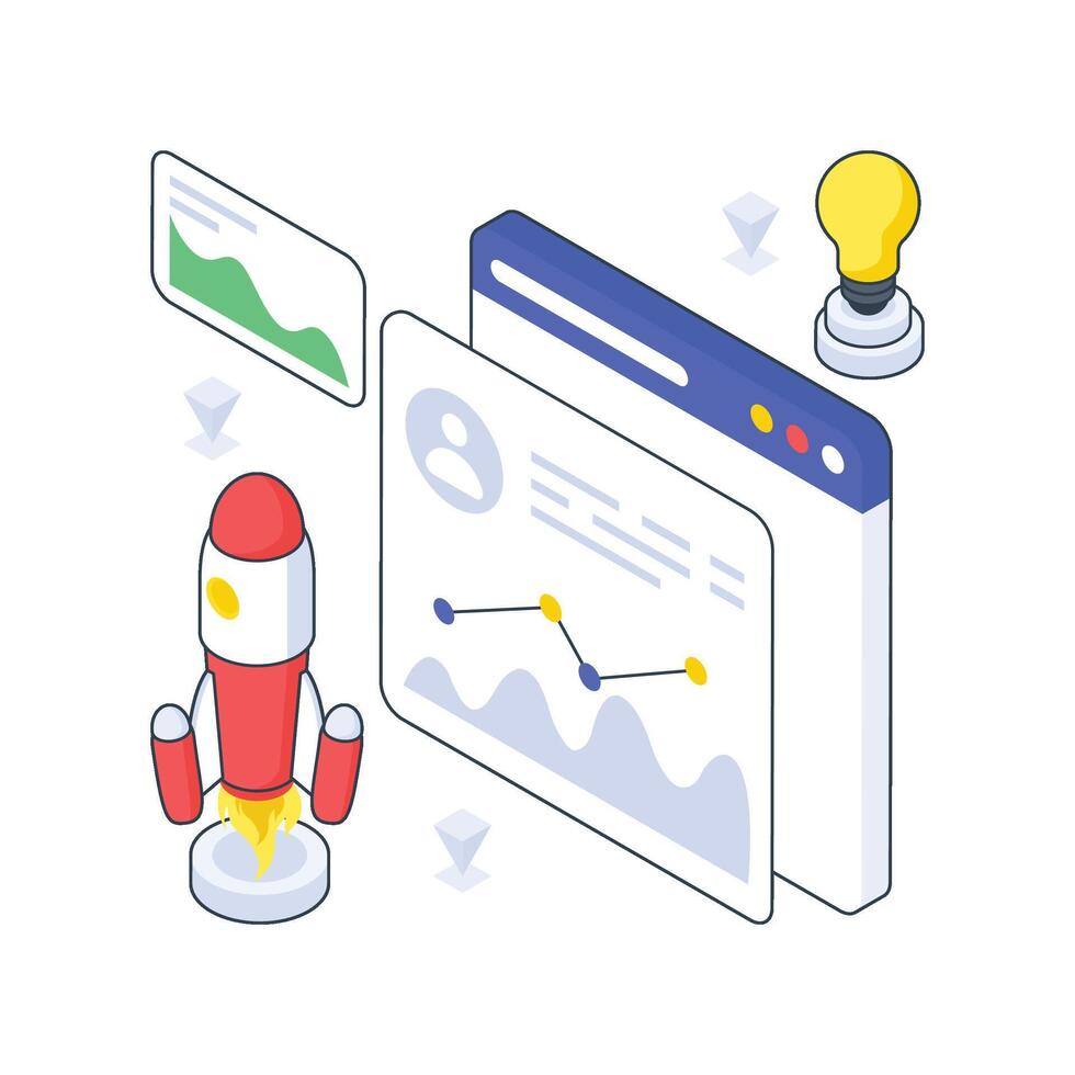 Business Startup isometric Colored illustration vector