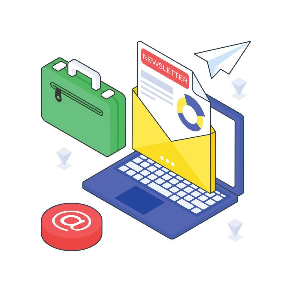 Business Newsletter isometric Colored illustration vector