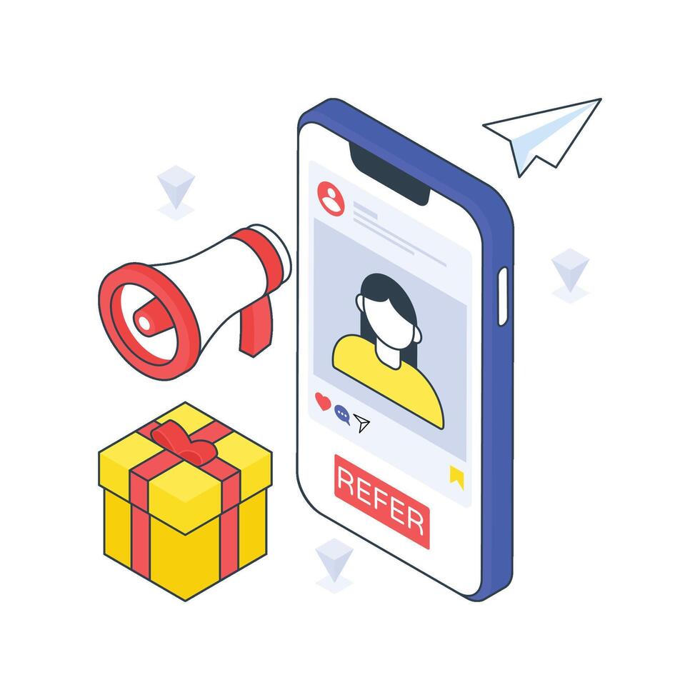 Refer A Friend isometric Colored illustration vector