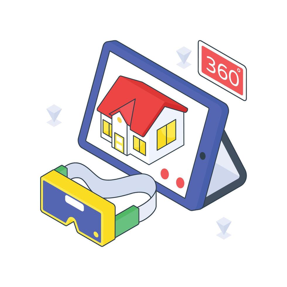 3D Home View isometric Colored illustration vector