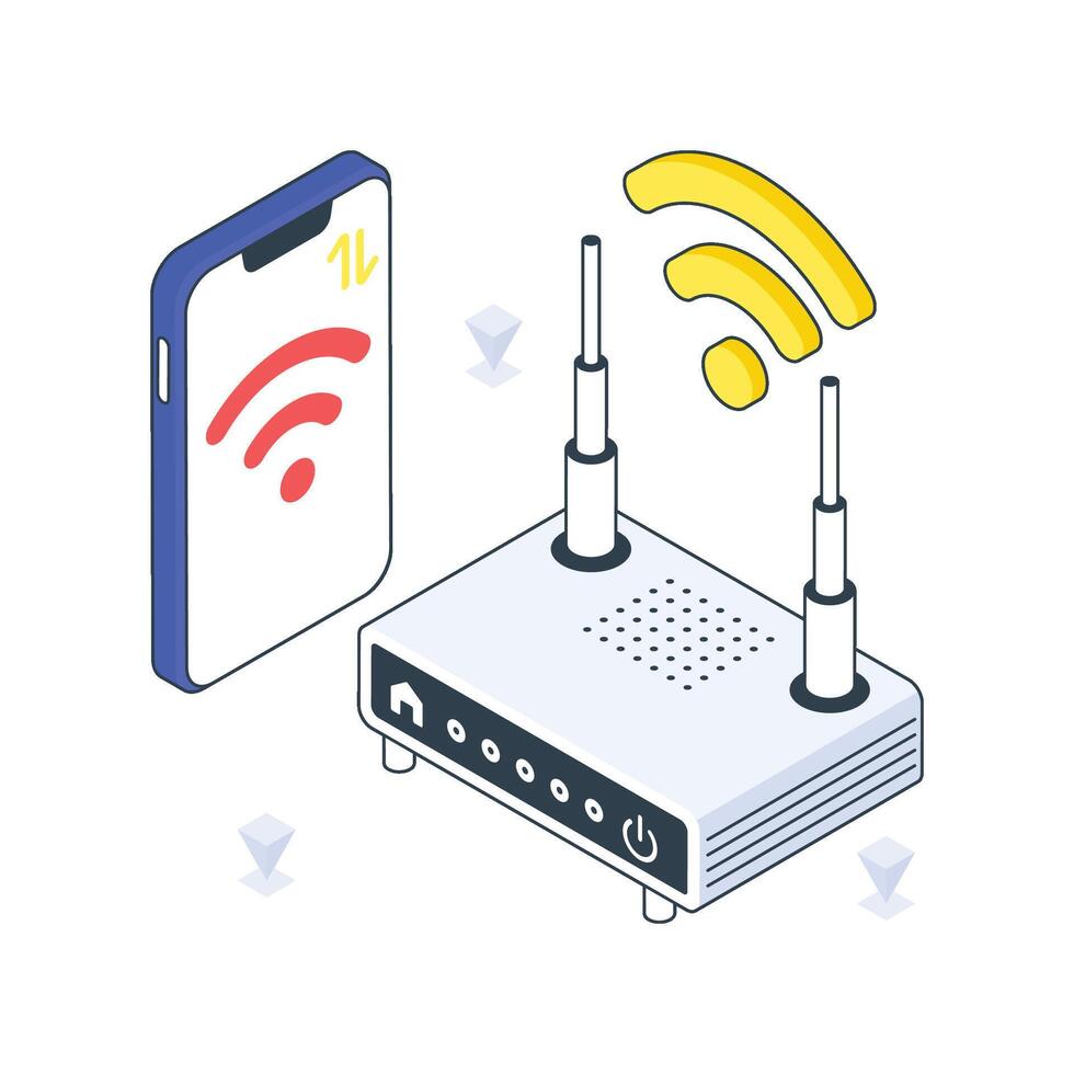 Wifi Router isometric Colored illustration vector