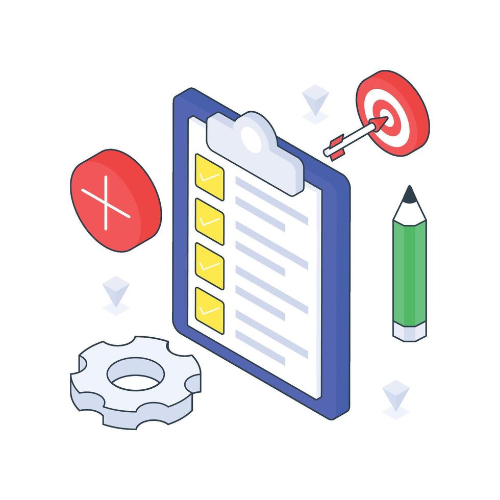 New Task isometric Colored illustration vector