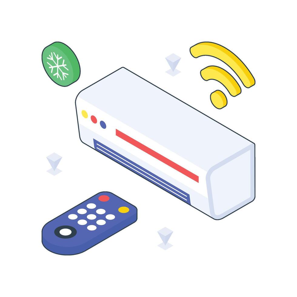 Smart Ac isometric Colored illustration vector