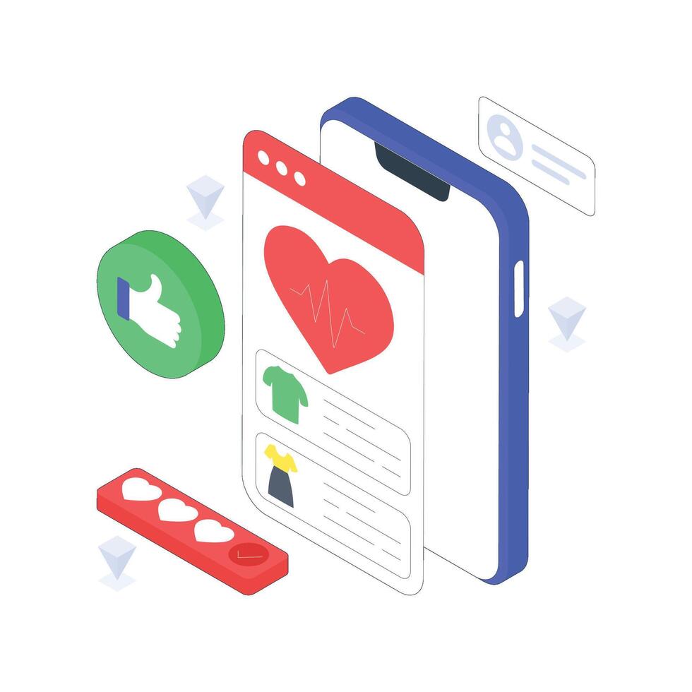 Digital Wishlist isometric Colored illustration. E vector