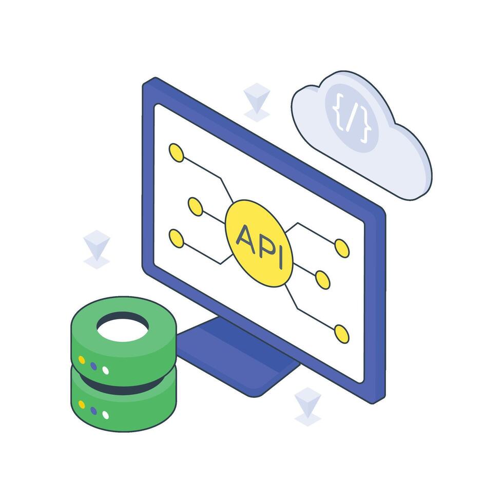 Api Code isometric Colored illustration vector