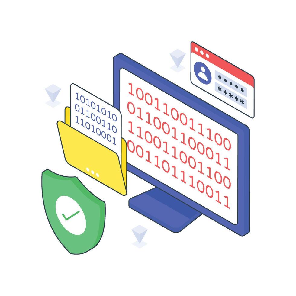 Cyber Security isometric Colored illustration. vector