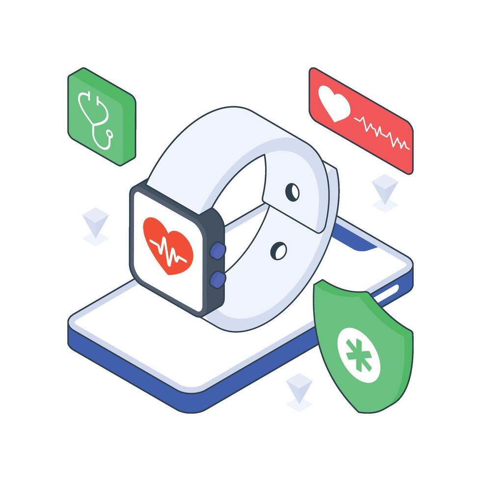 Health App isometric Colored illustration EPS File stock illustration vector