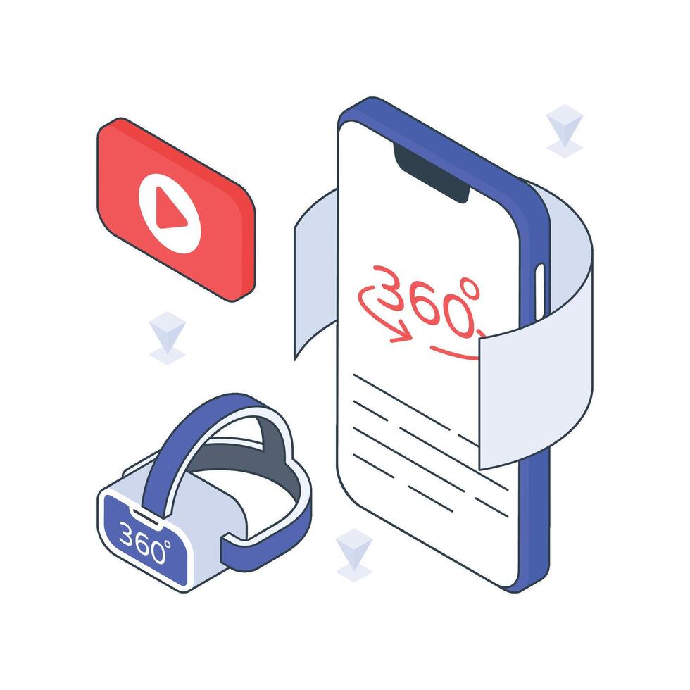 360 View isometric Colored illustration vector