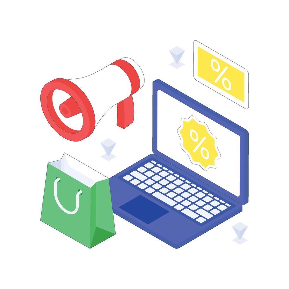 Discount Promotion isometric Colored illustration. vector