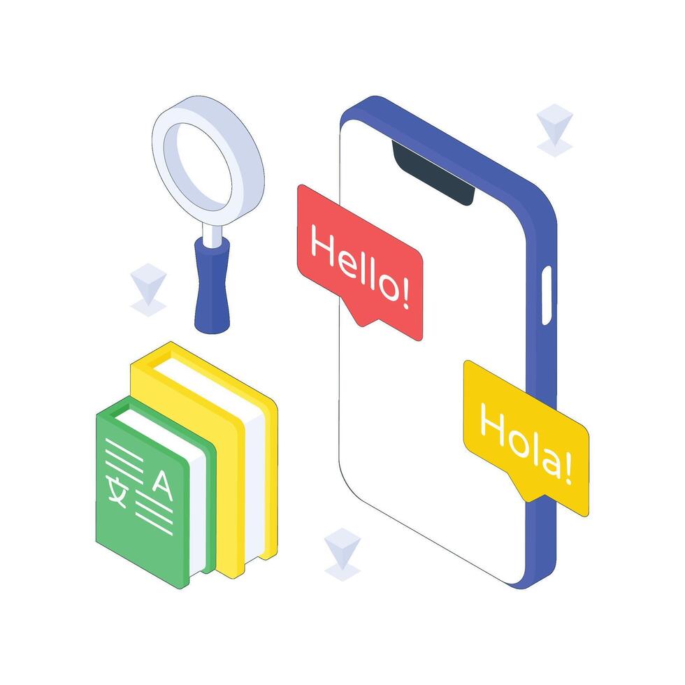 online Tranlator isometric Colored illustration vector