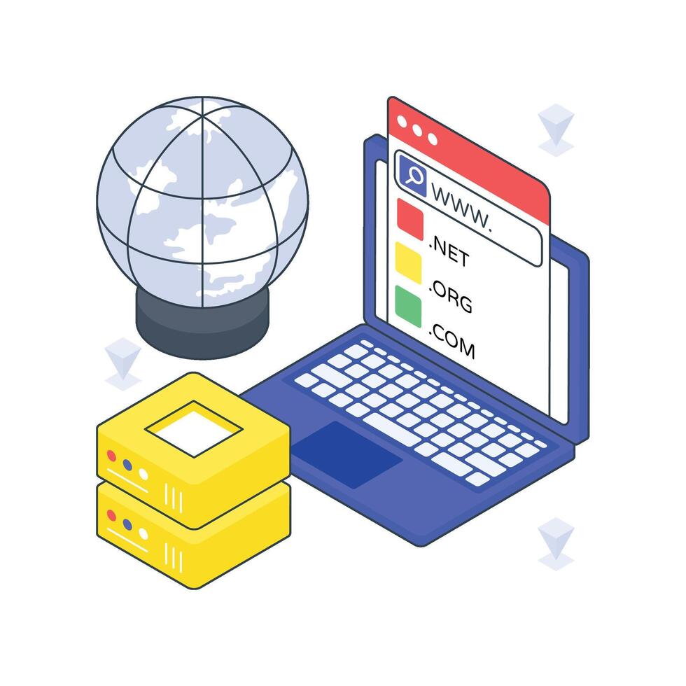 Domain isometric Colored illustration. vector