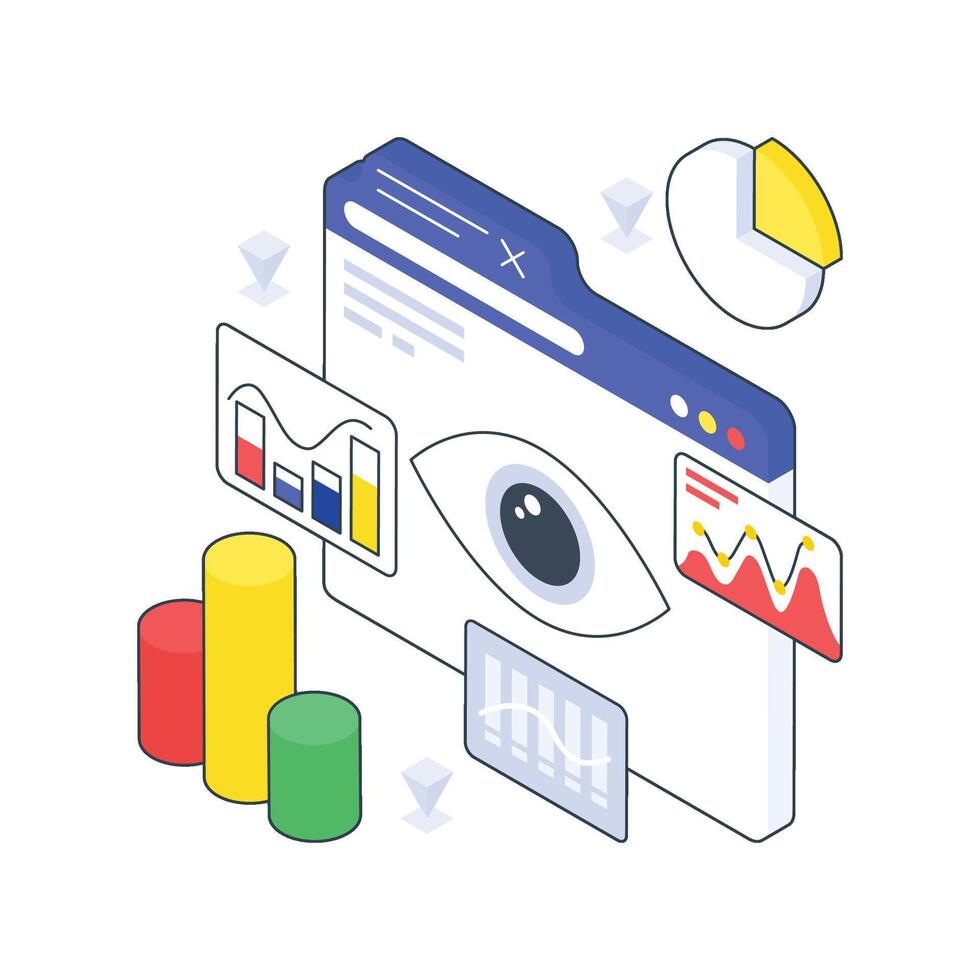 Data Visualization isometric Colored illustration. vector