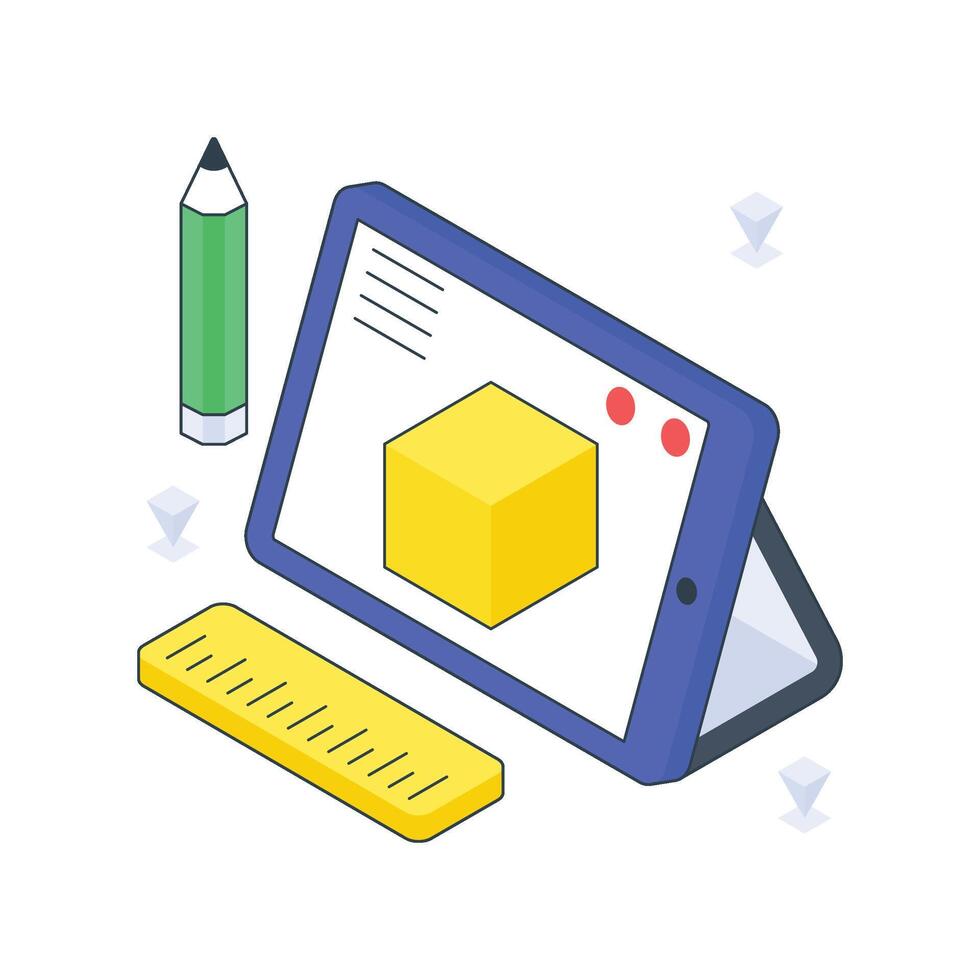 3D Cube isometric Colored illustration vector