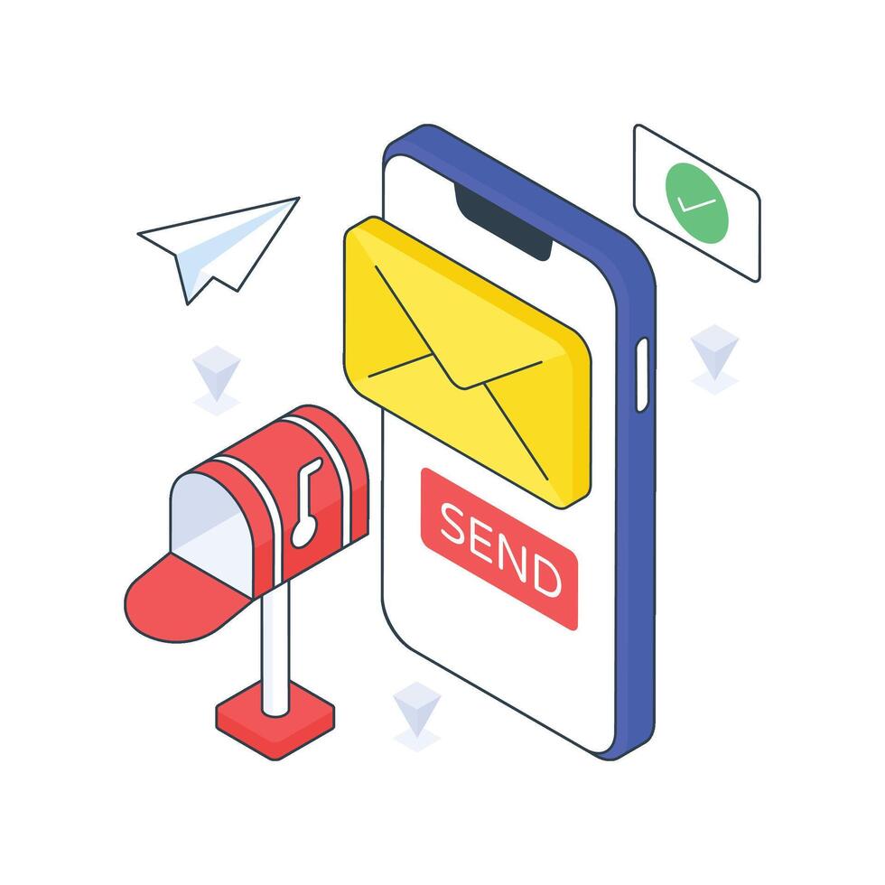 Message Sent isometric Colored illustration vector