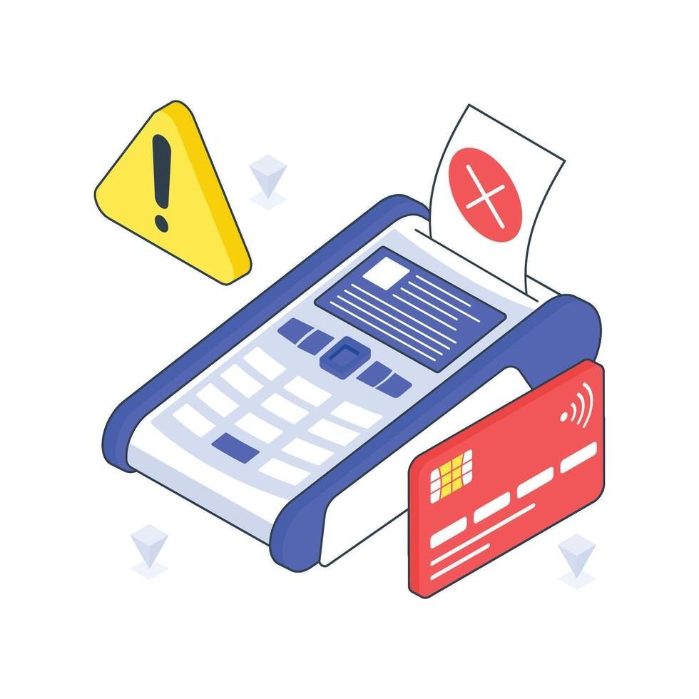 Payment Failed low balance isometric Colored illustration vector