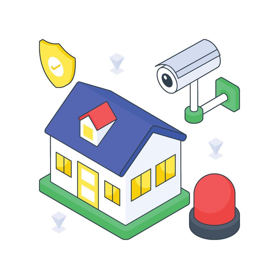 Home Security isometric Colored illustration vector