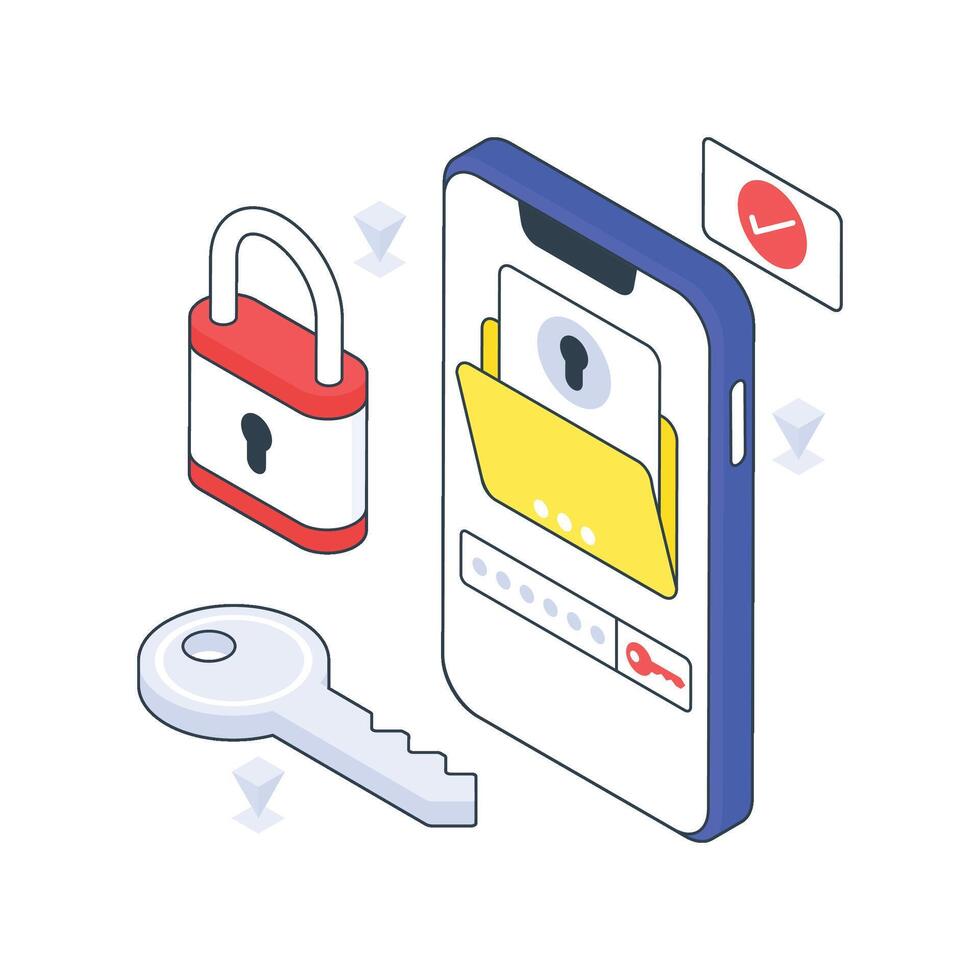 File Access isometric Colored illustration vector