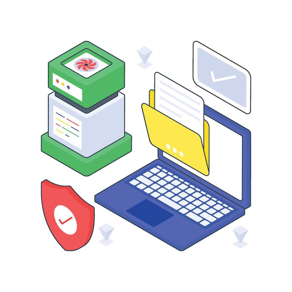 Data Security isometric Colored illustration. vector