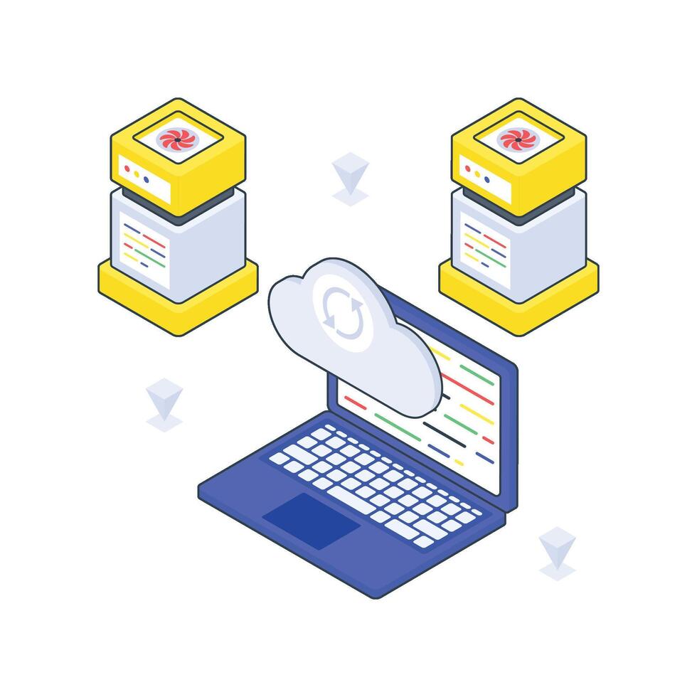 Cloud Computing isometric Colored illustration. vector