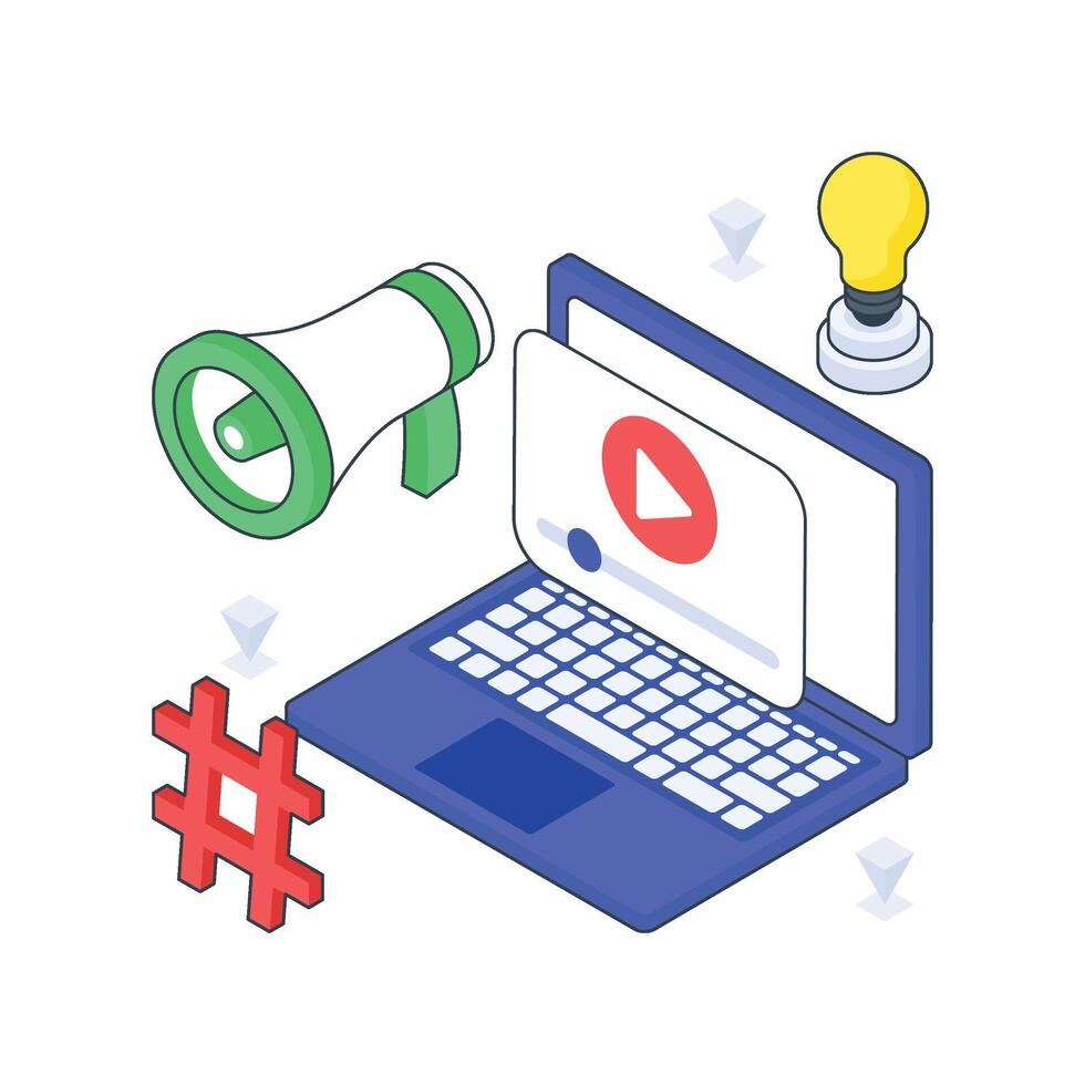 Marketing Idea isometric Colored illustration vector