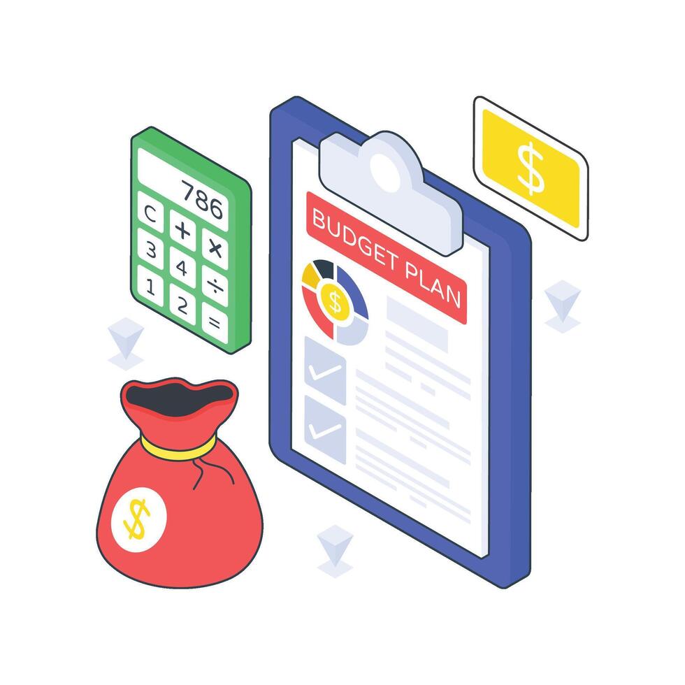 Budget Planning isometric Colored illustration vector