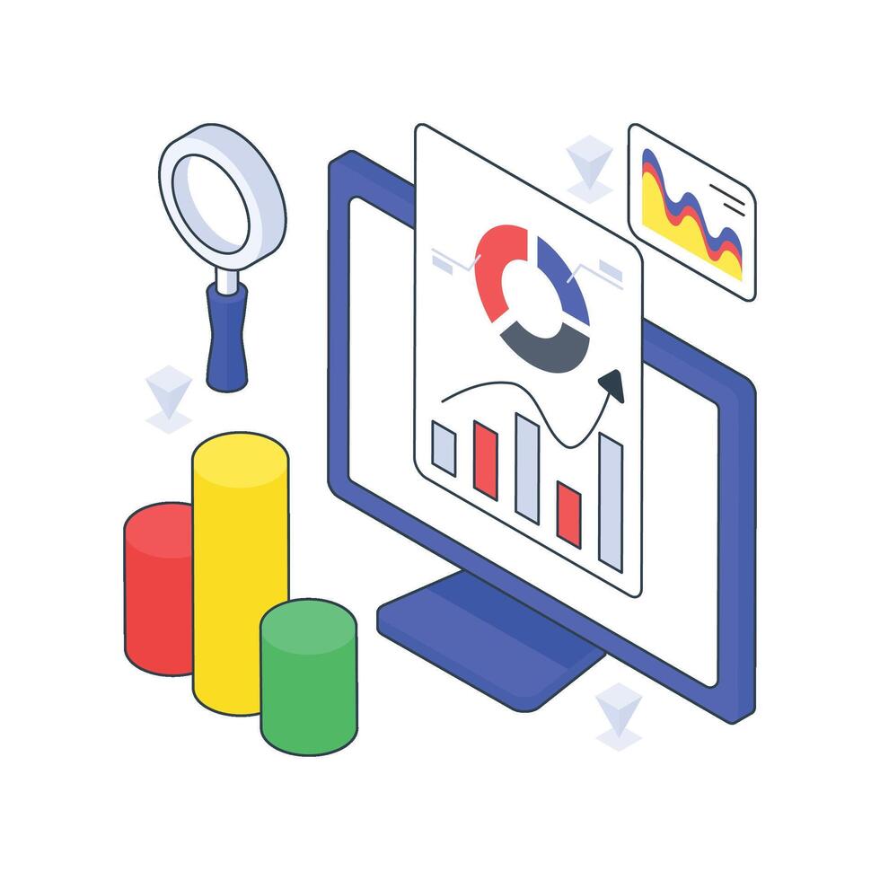 Business Report Analysis isometric Colored illustration vector