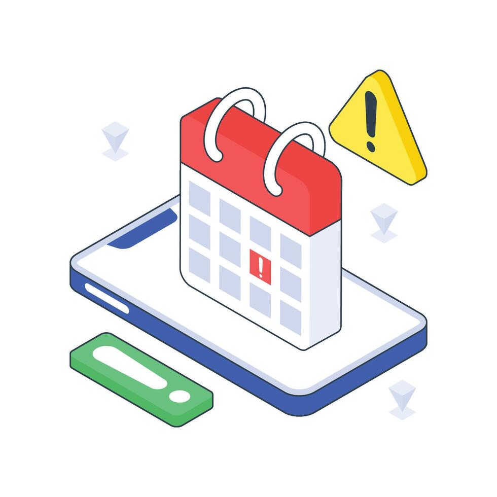 Error In Calendar isometric Colored illustration vector