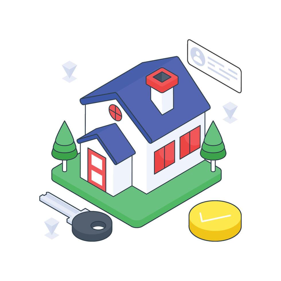 Home OwnerShip isometric Colored illustration vector