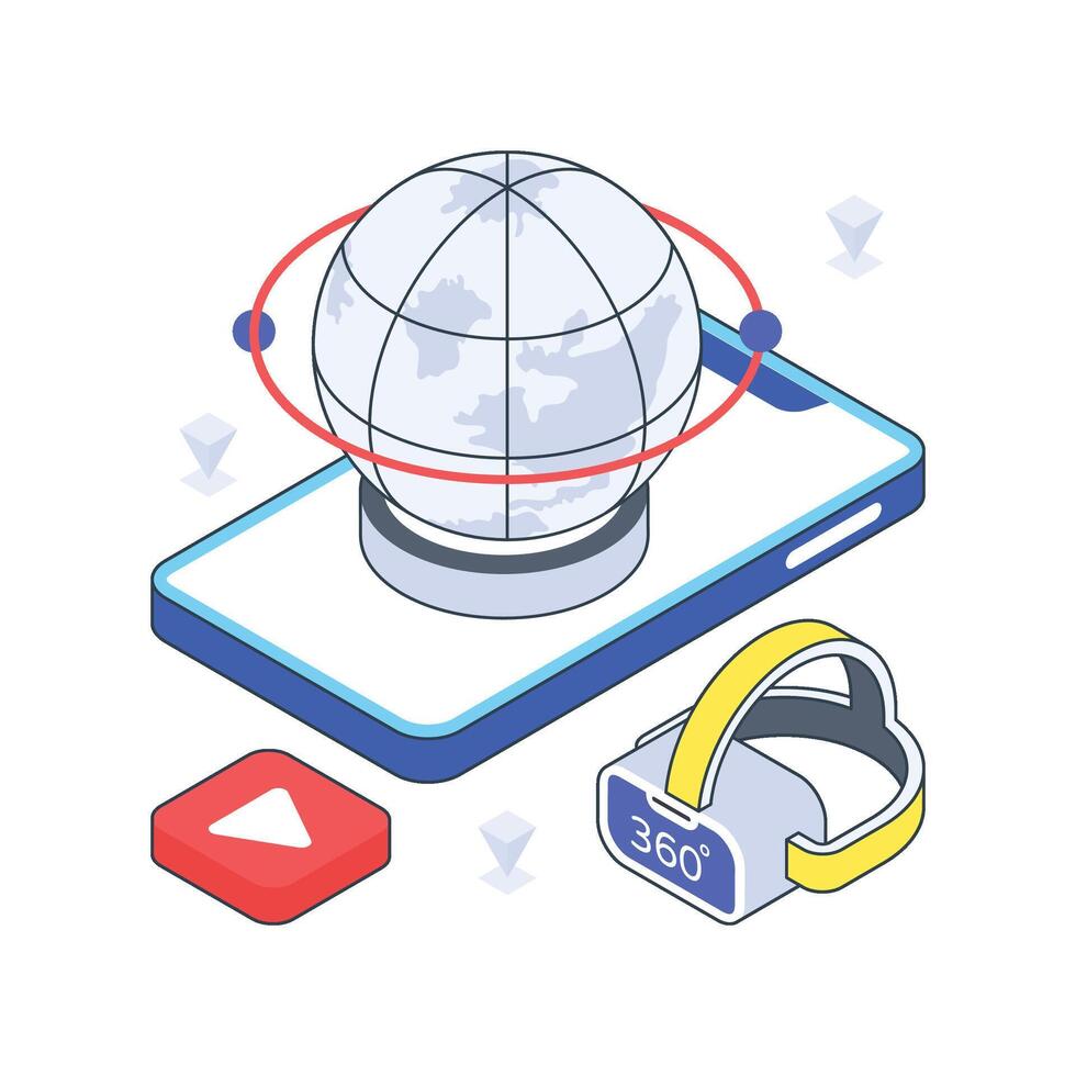 Smartphone 360 View isometric Colored illustration vector