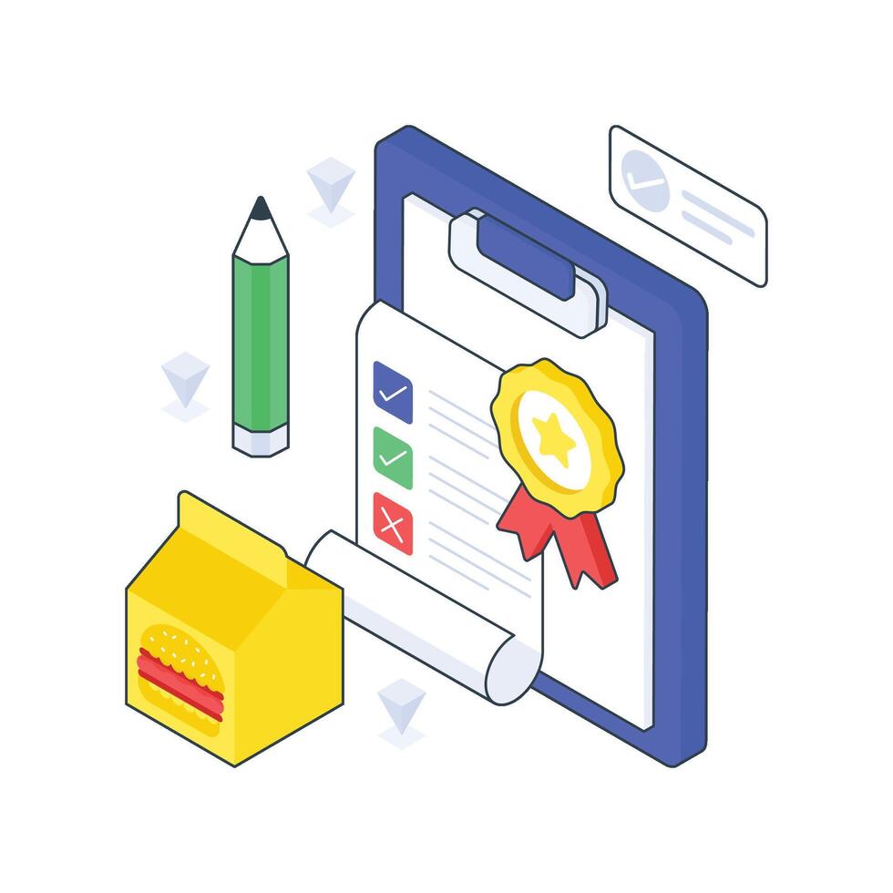 Food Quality Check isometric Colored illustration vector