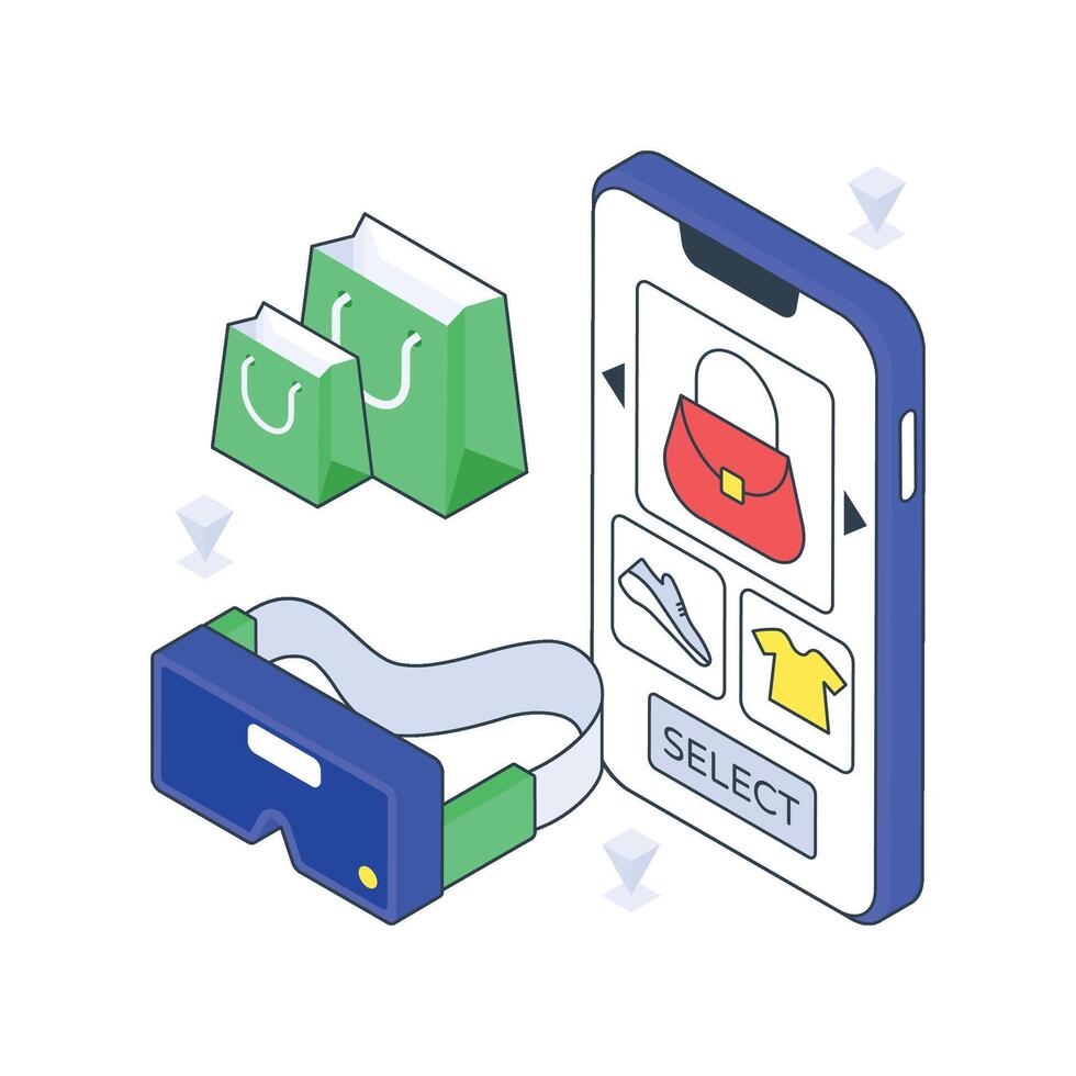 Virtual Shopping isometric Colored illustration vector