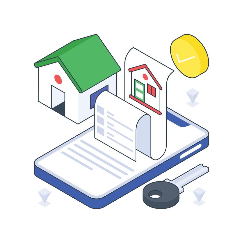 Property Documents isometric Colored illustration vector